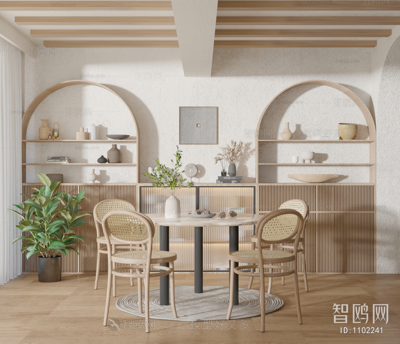 Nordic Style Wabi-sabi Style Dining Room