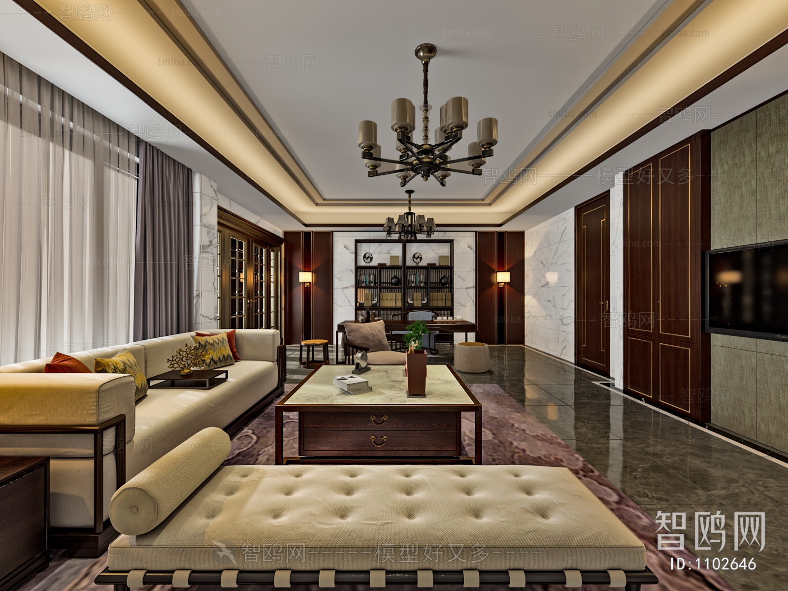 New Chinese Style A Living Room