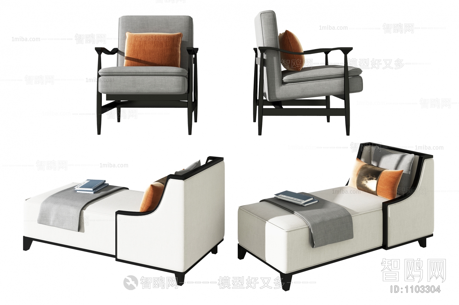 New Chinese Style Single Sofa