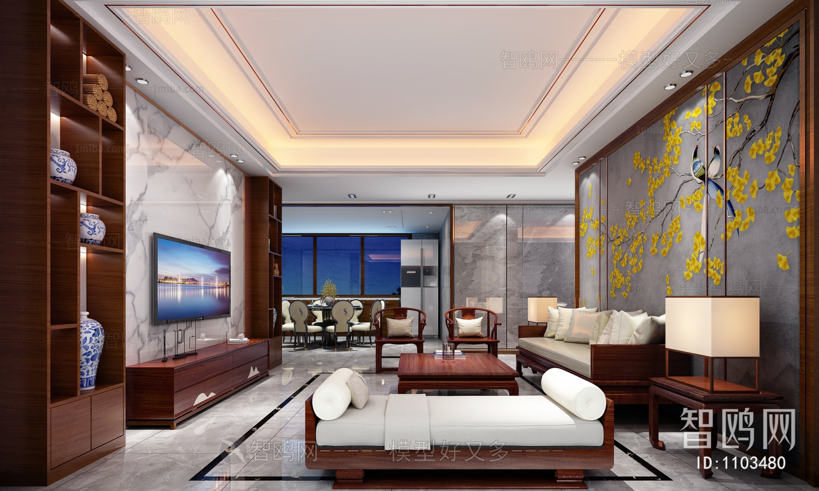 New Chinese Style A Living Room