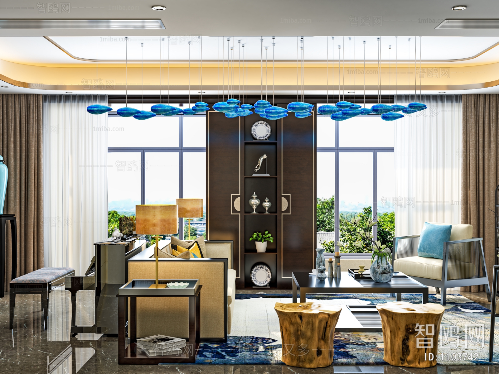 New Chinese Style A Living Room