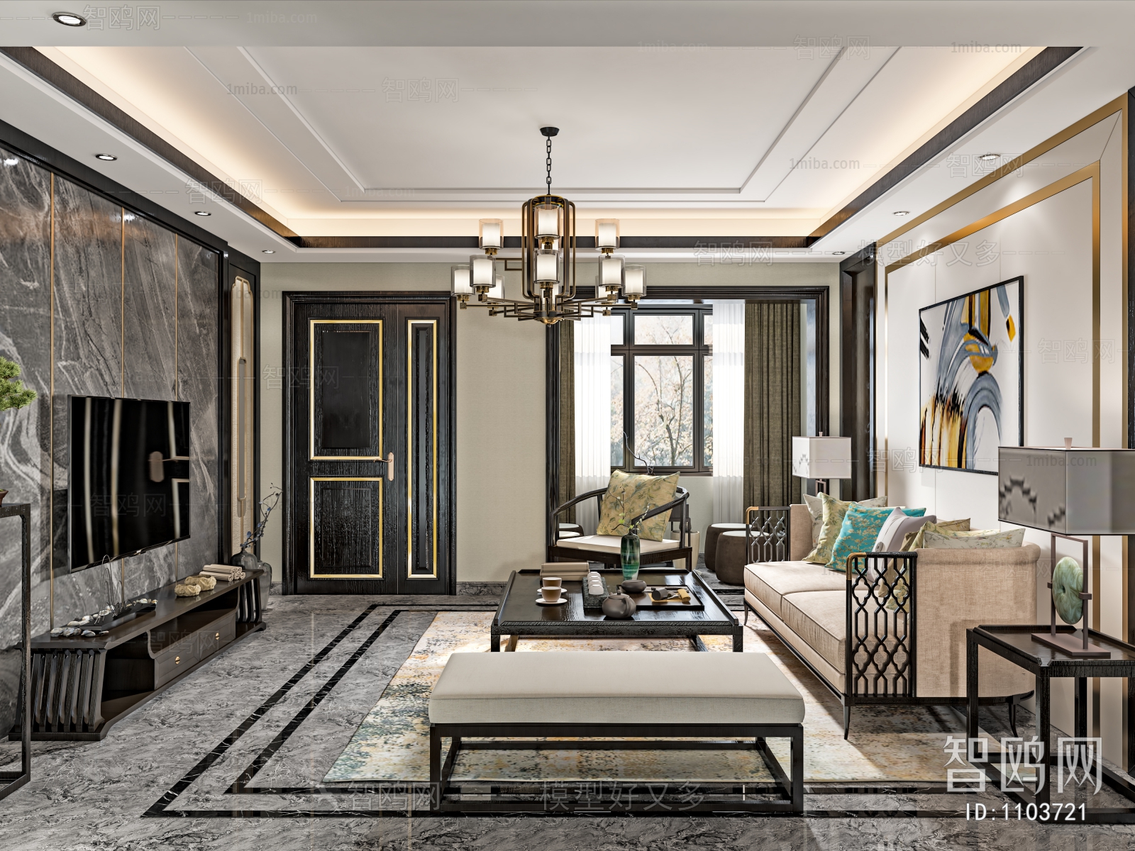 New Chinese Style A Living Room