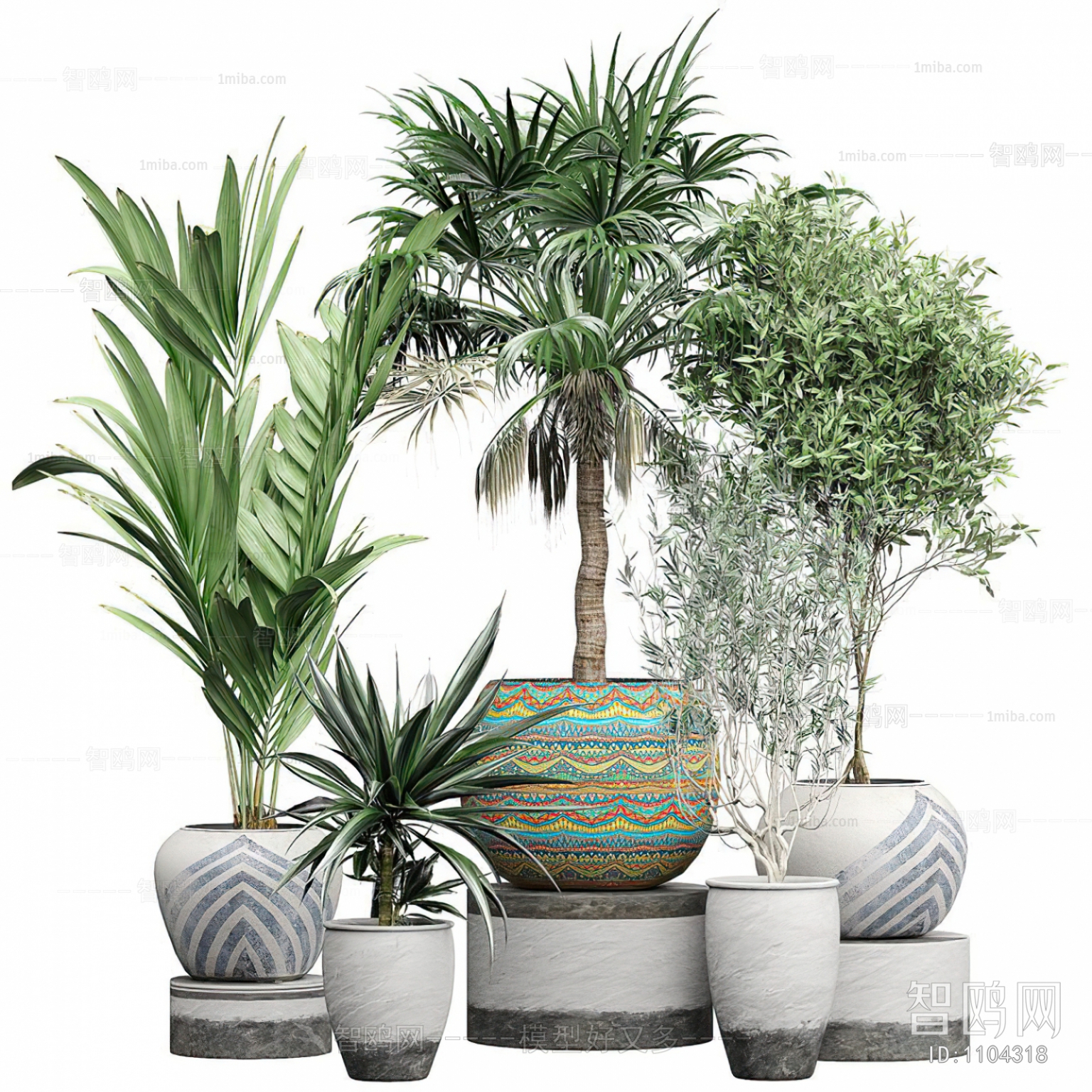 Modern Potted Green Plant