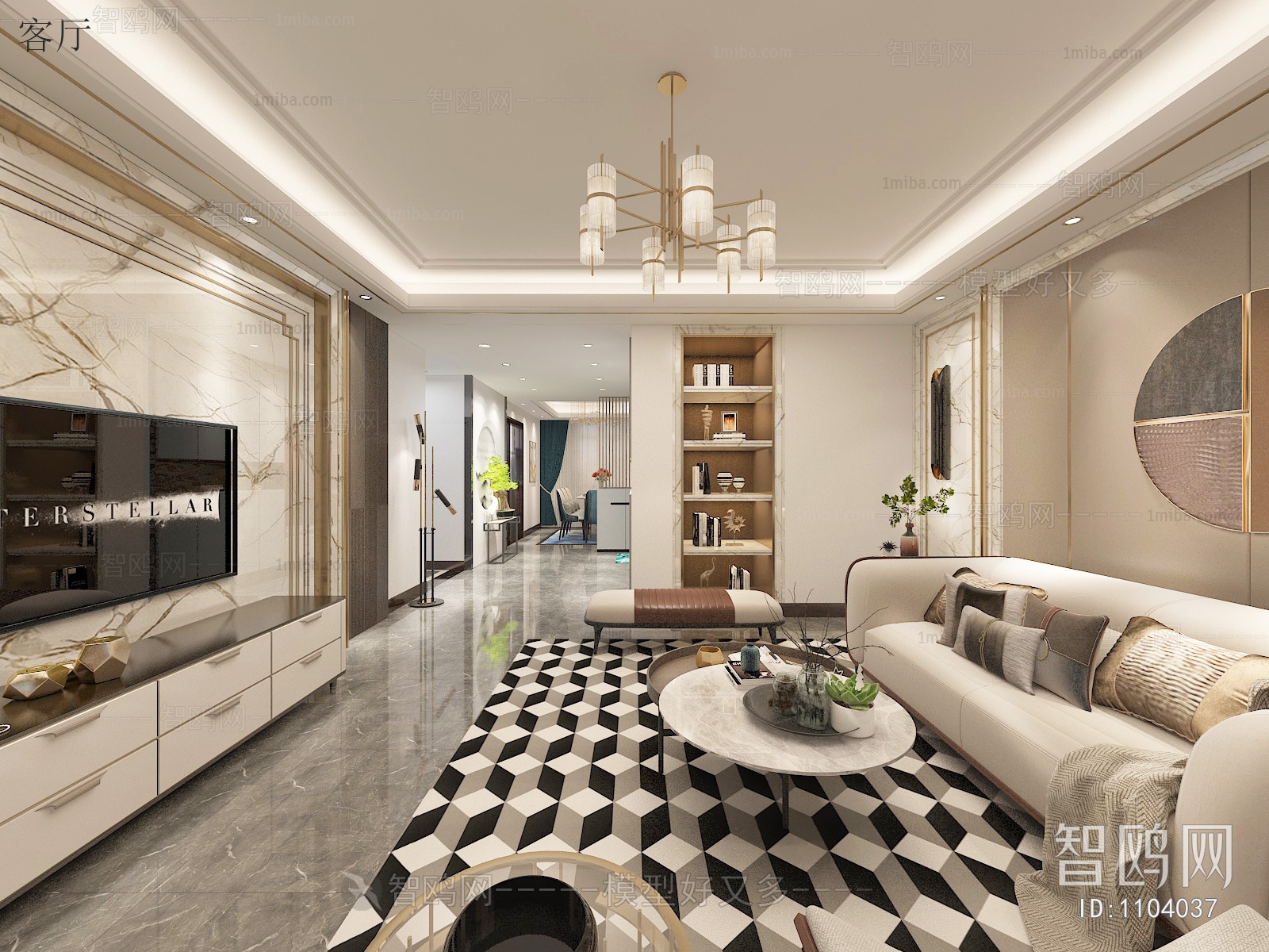 New Chinese Style A Living Room