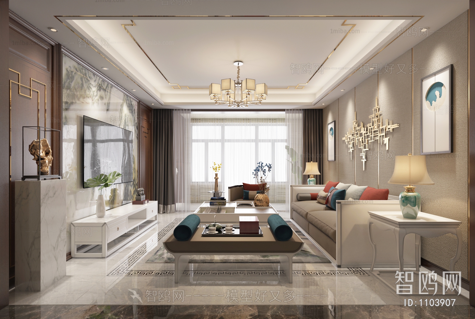 New Chinese Style A Living Room