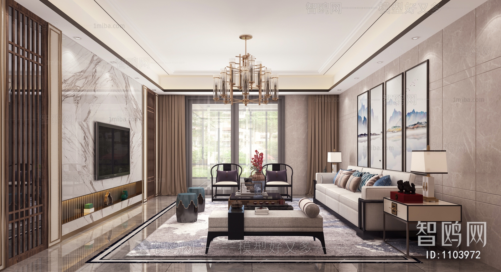 New Chinese Style A Living Room