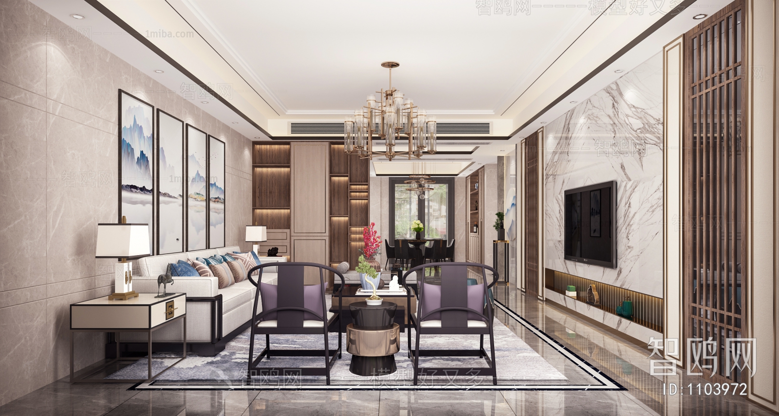 New Chinese Style A Living Room