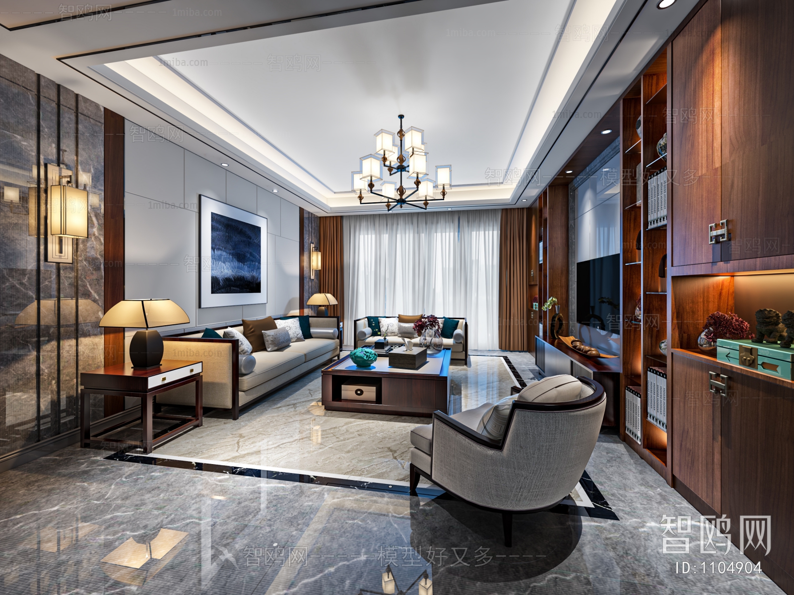 New Chinese Style A Living Room