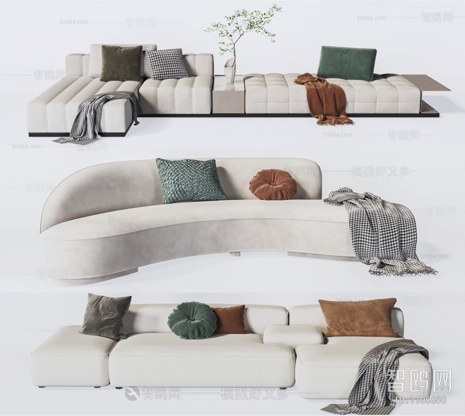 Wabi-sabi Style Multi Person Sofa