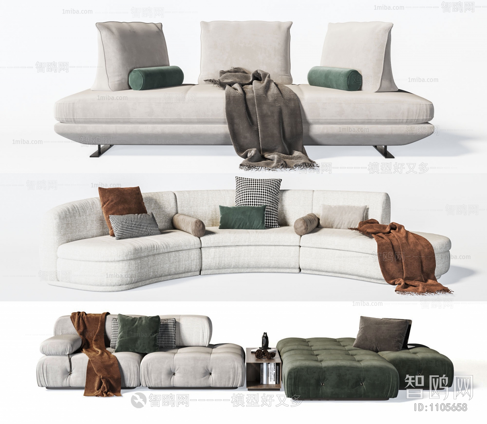 Wabi-sabi Style Multi Person Sofa