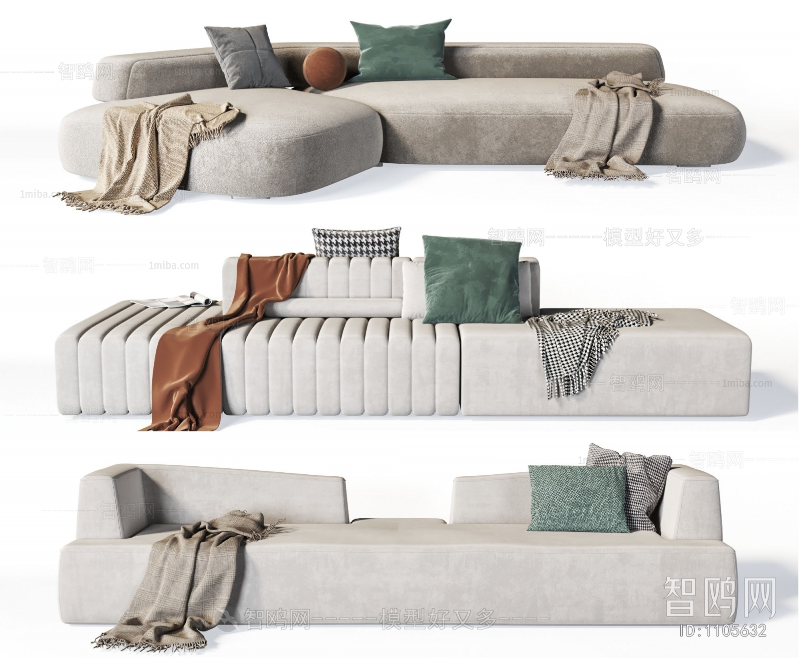 Wabi-sabi Style Multi Person Sofa