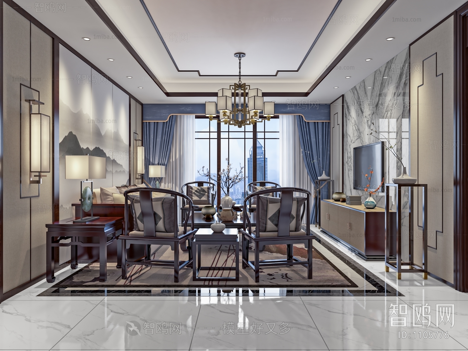 New Chinese Style A Living Room