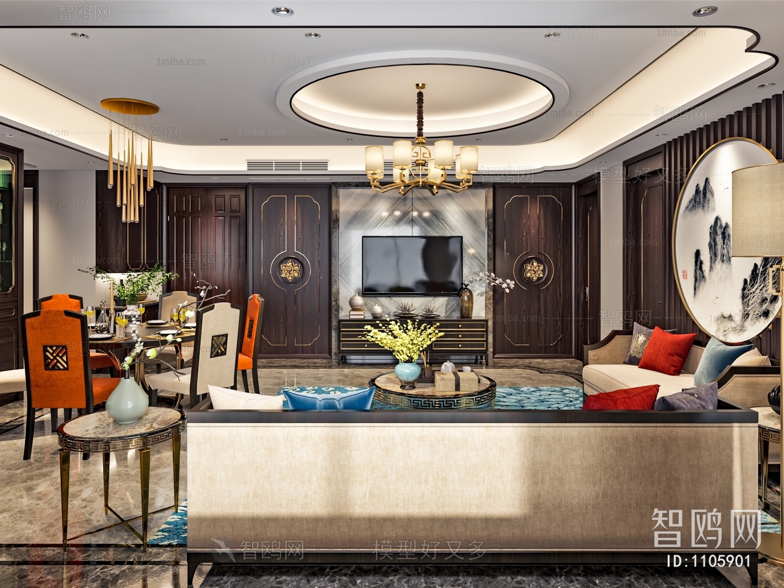 New Chinese Style A Living Room