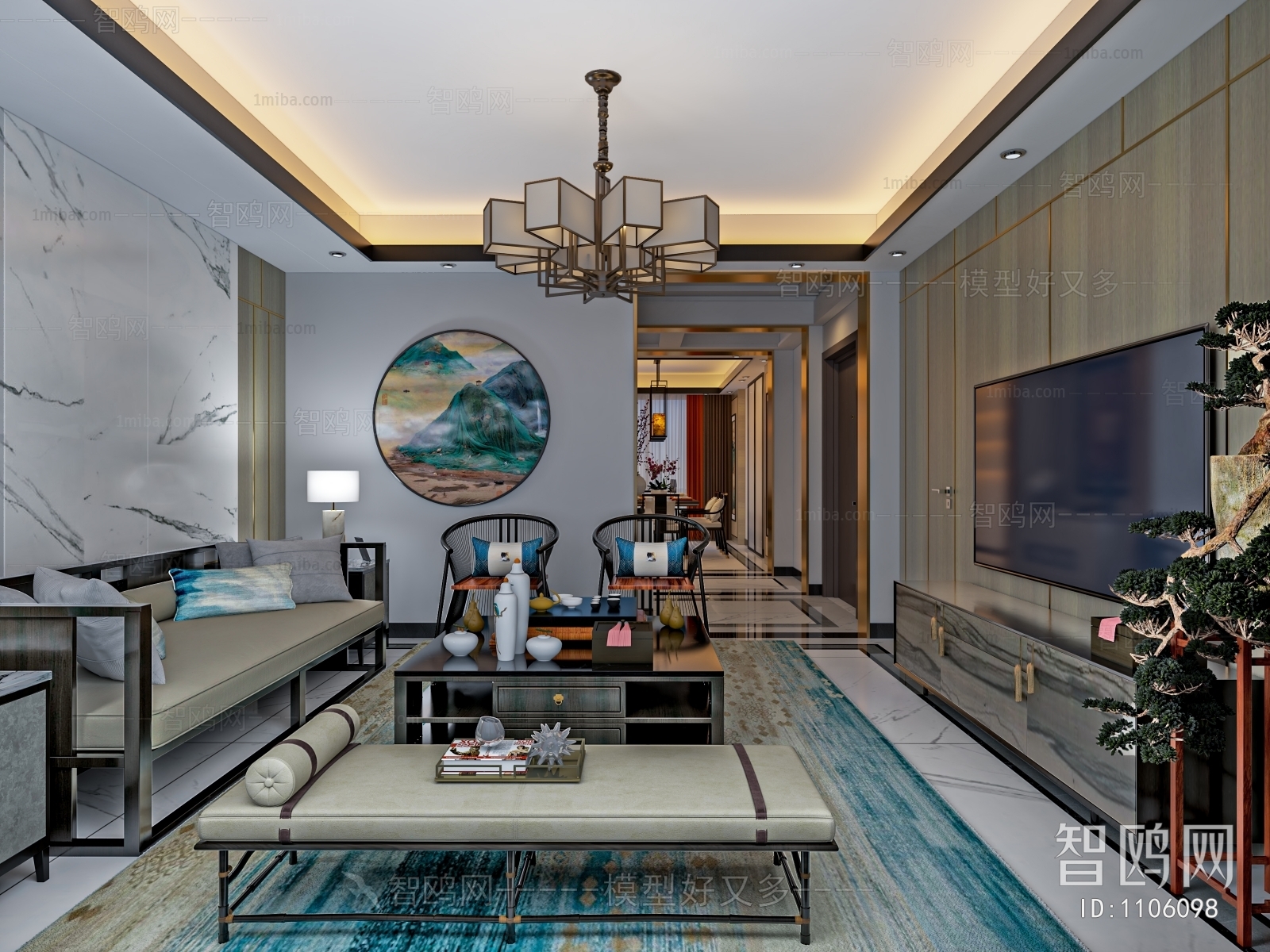 New Chinese Style A Living Room