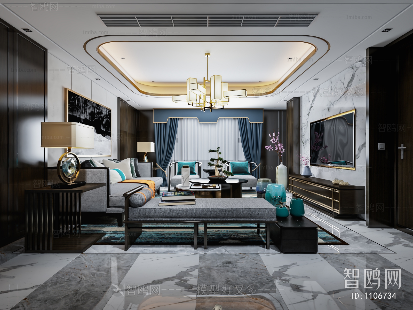 New Chinese Style A Living Room