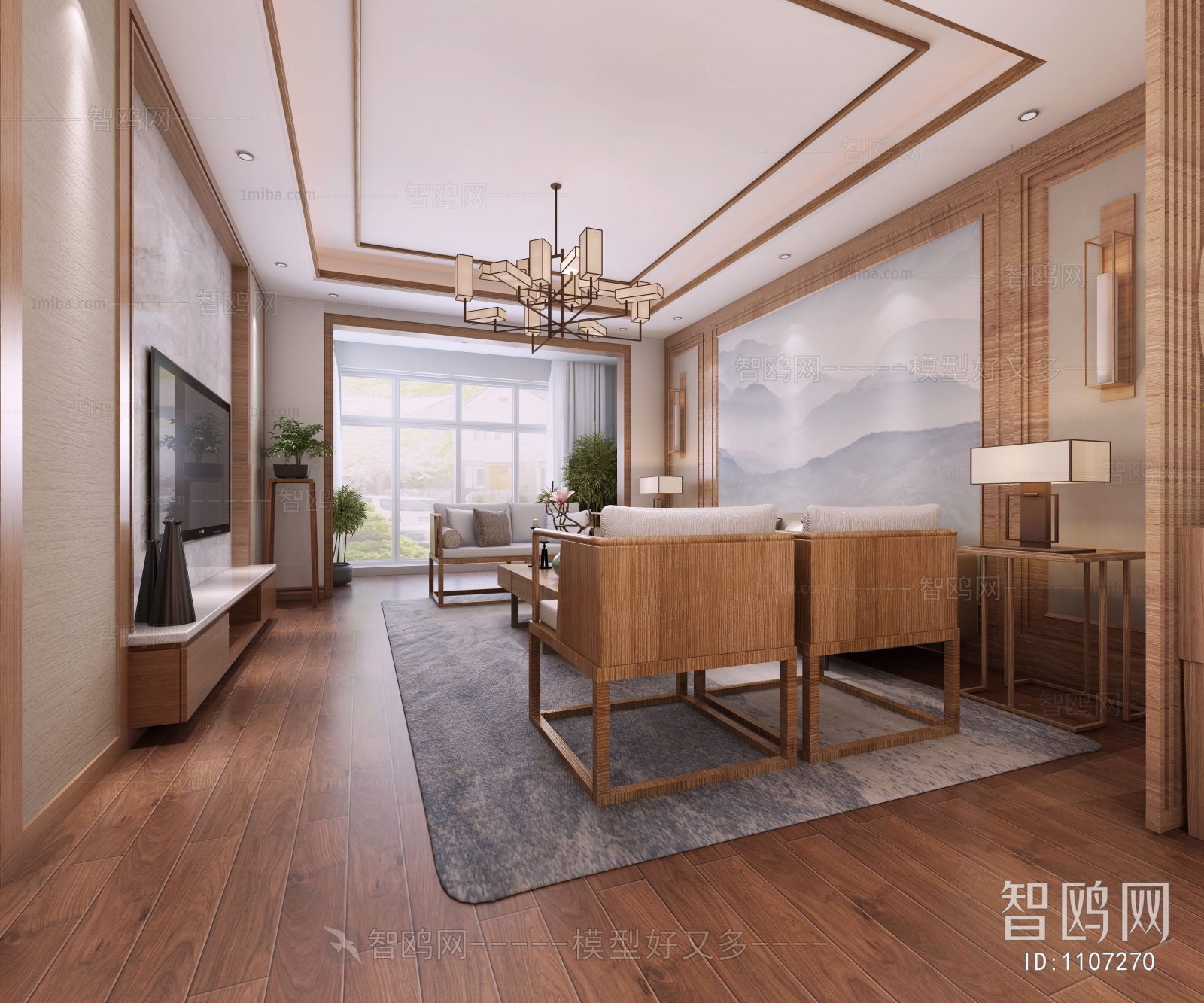 New Chinese Style A Living Room