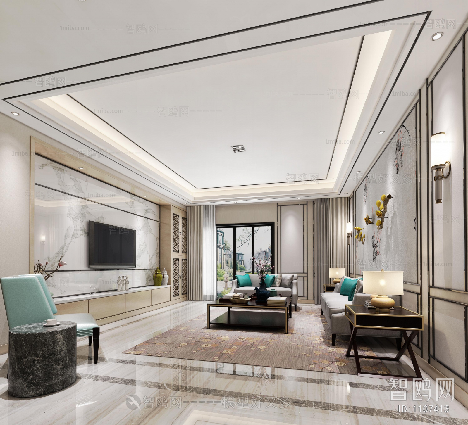 New Chinese Style A Living Room