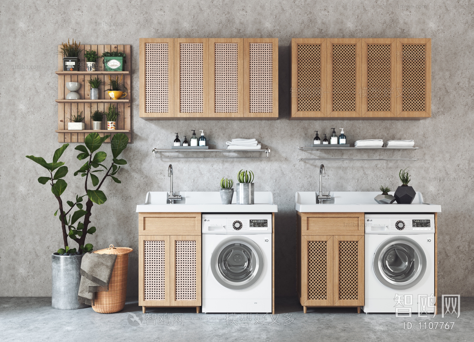 Wabi-sabi Style Laundry Cabinet