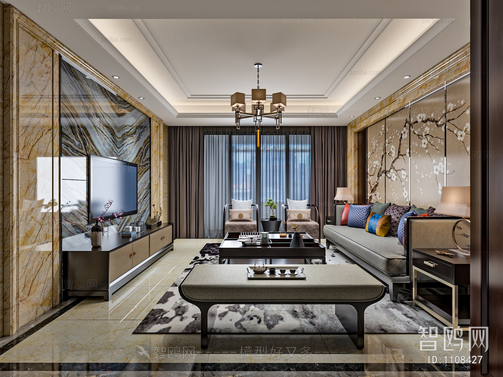 New Chinese Style A Living Room