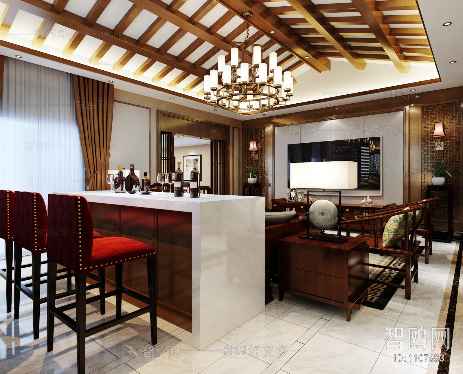 New Chinese Style A Living Room