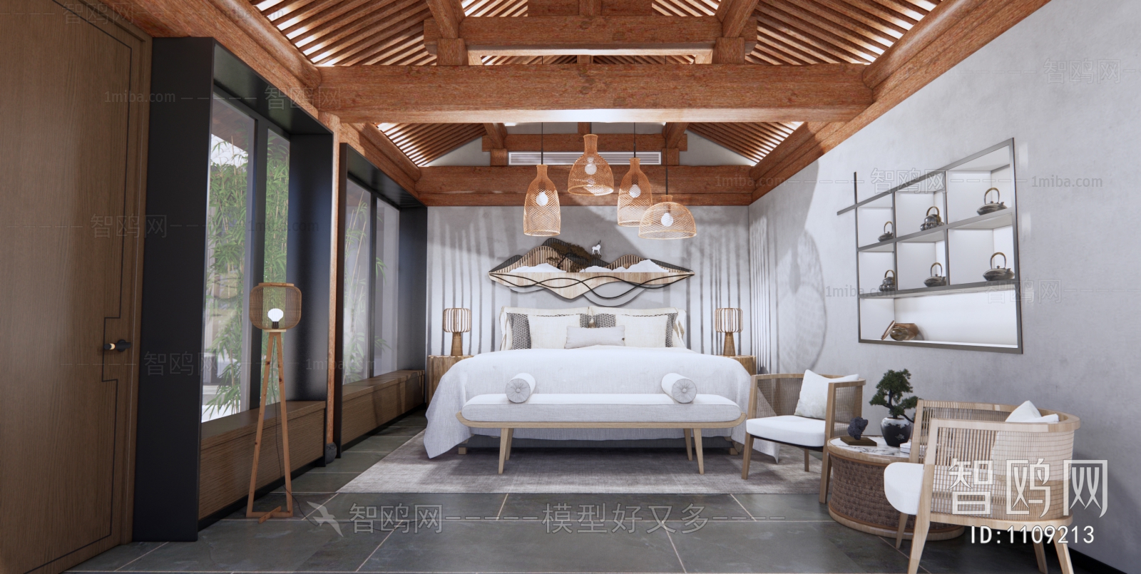 新中式民宿卧室