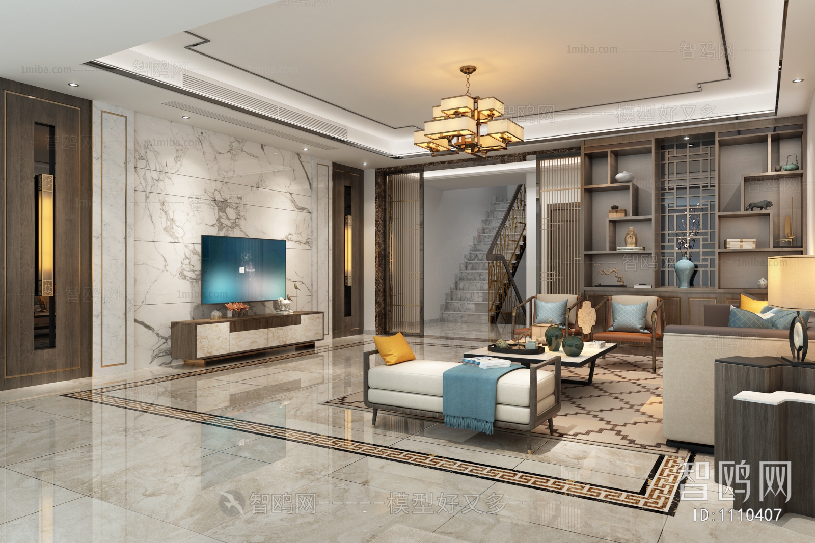 New Chinese Style A Living Room