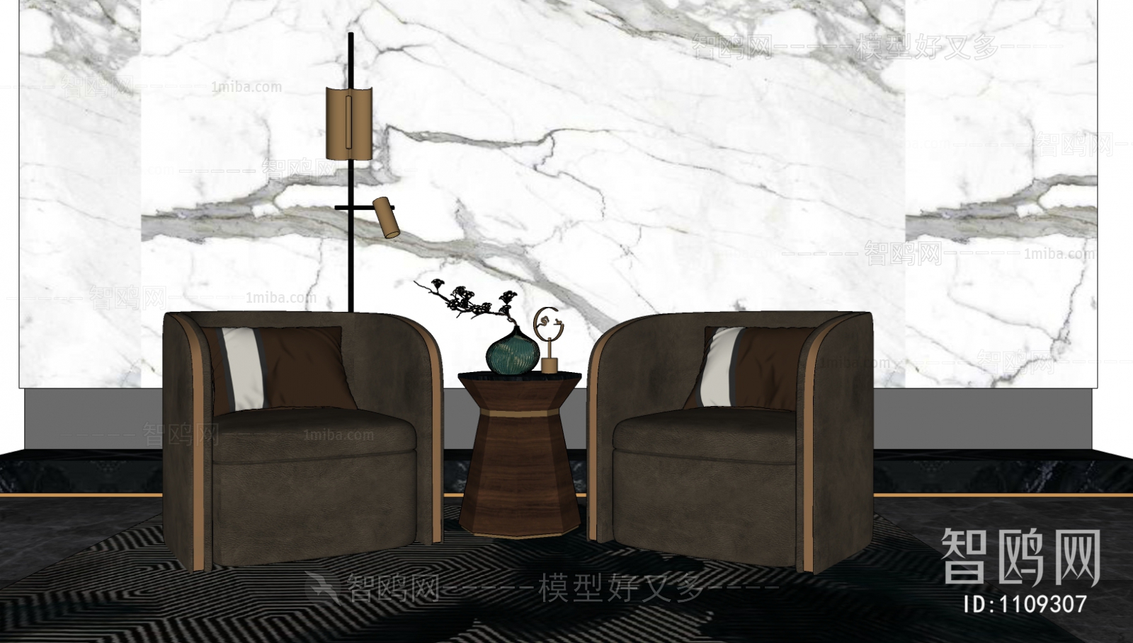 New Chinese Style Single Sofa