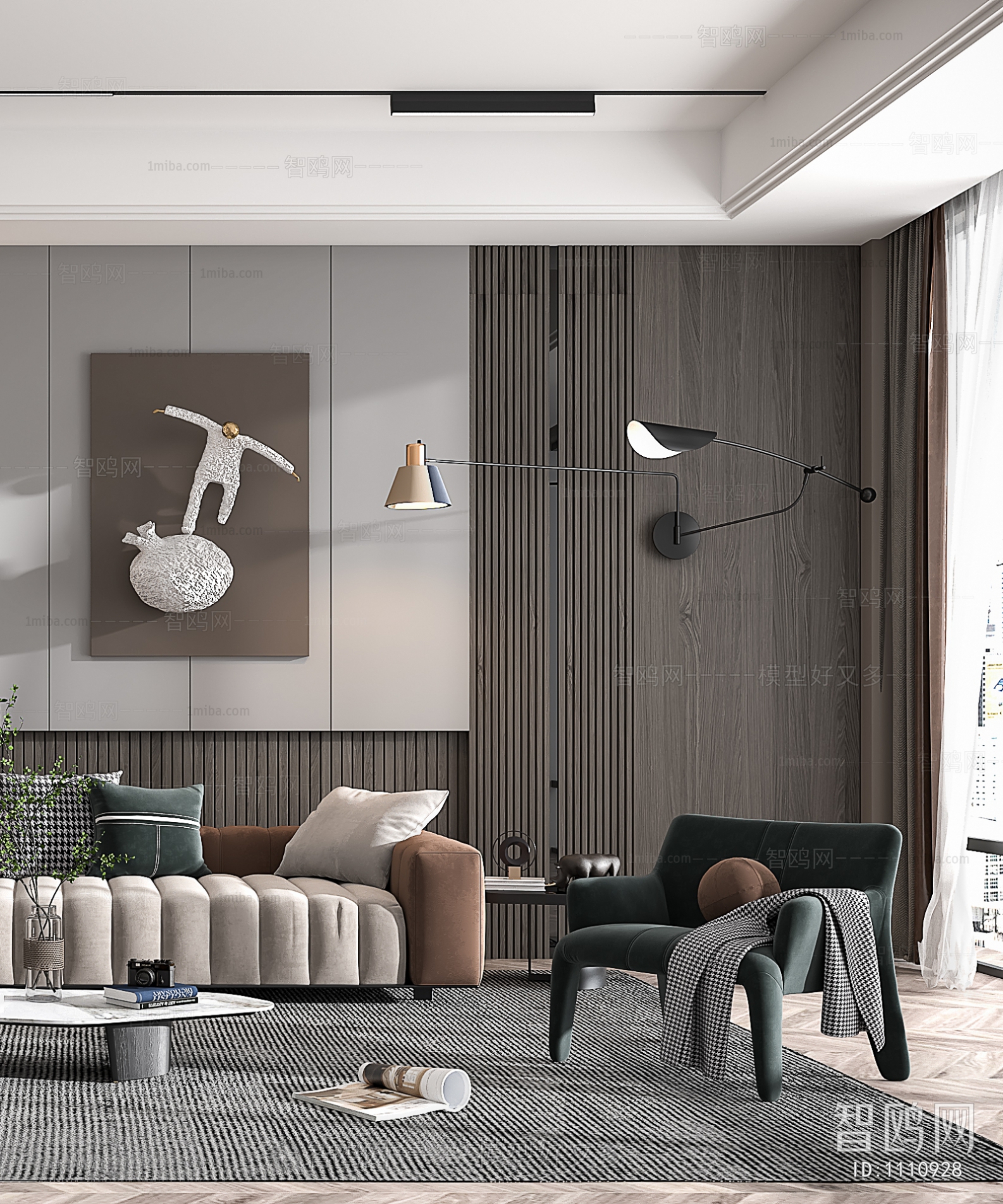 客厅3d模型下载_现代客厅3d模型下载_id1110928,vr渲染器_智鸥网-原一