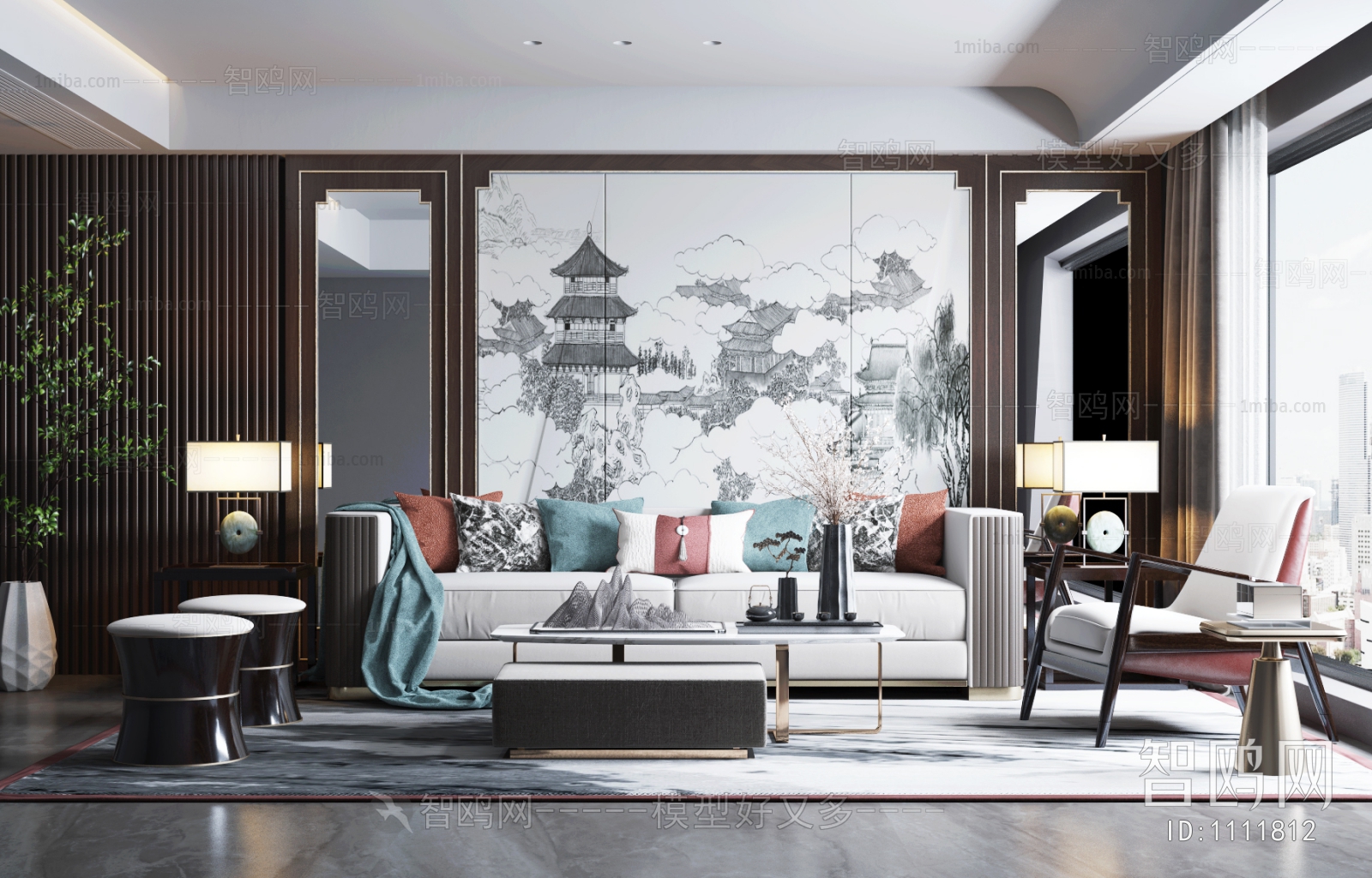 New Chinese Style A Living Room