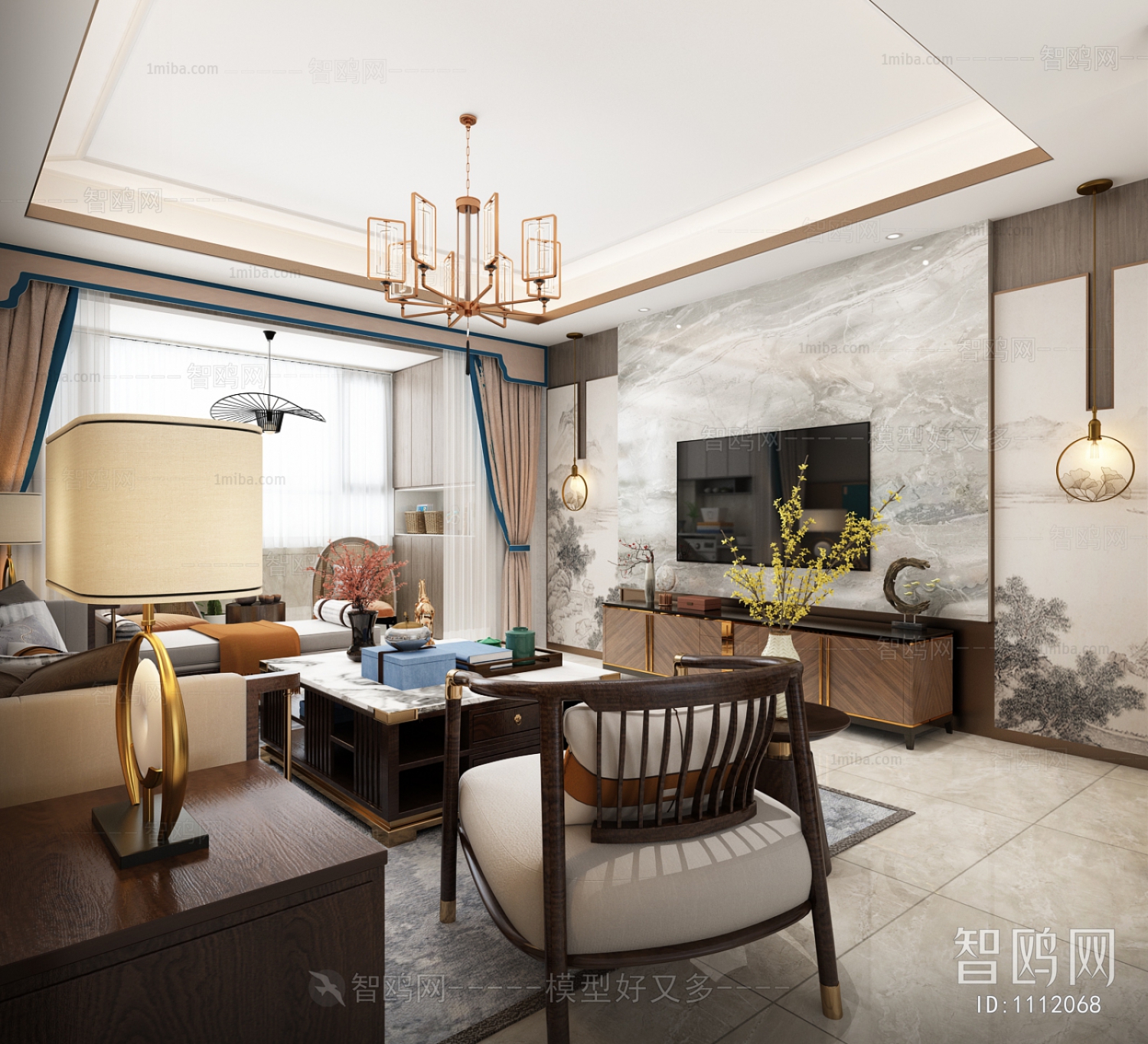 New Chinese Style A Living Room