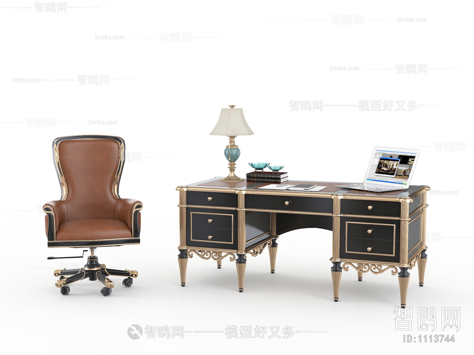 European Style Computer Desk And Chair