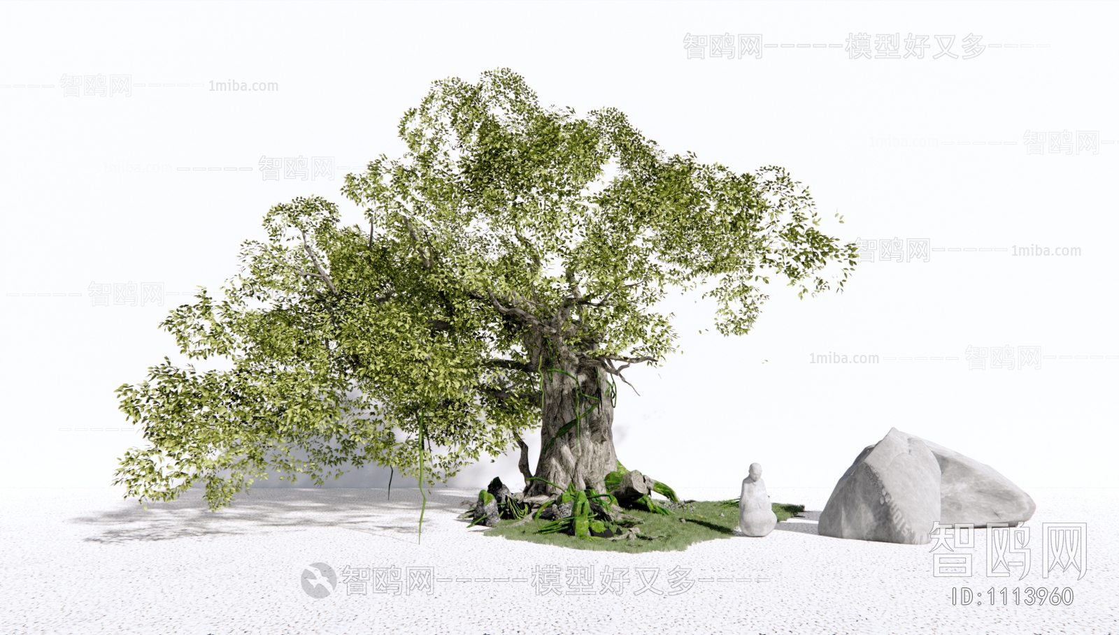 新中式景观树石头