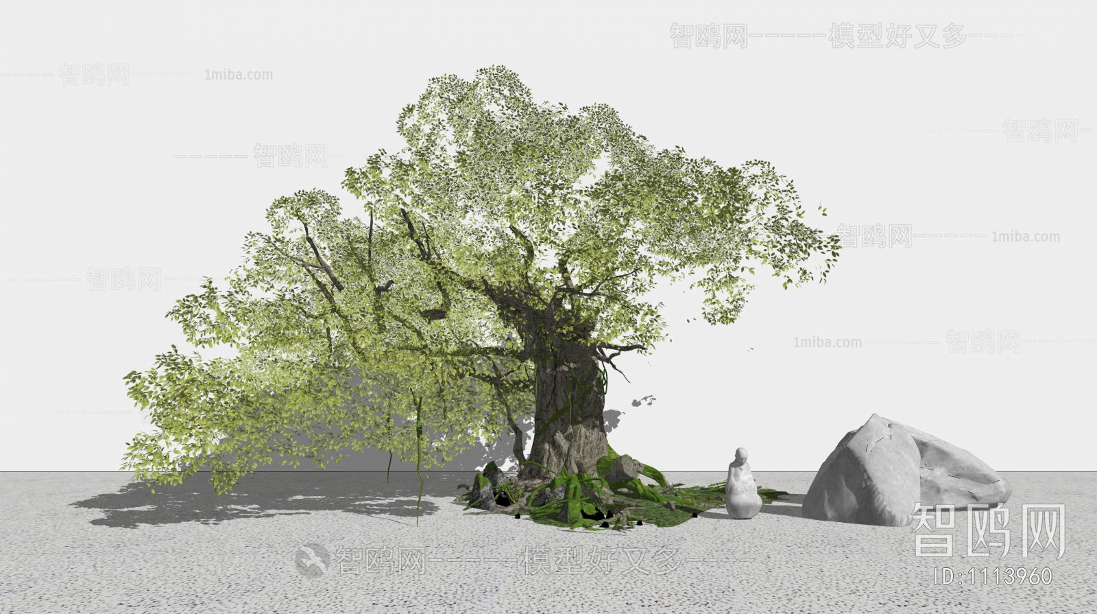 新中式景观树石头