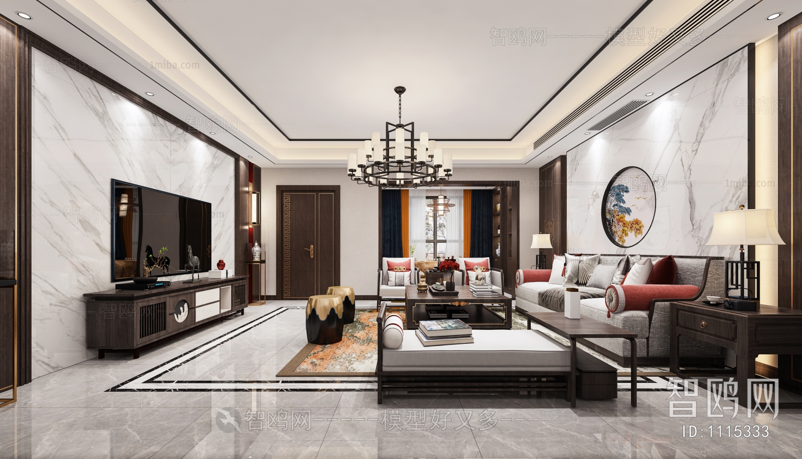 New Chinese Style A Living Room