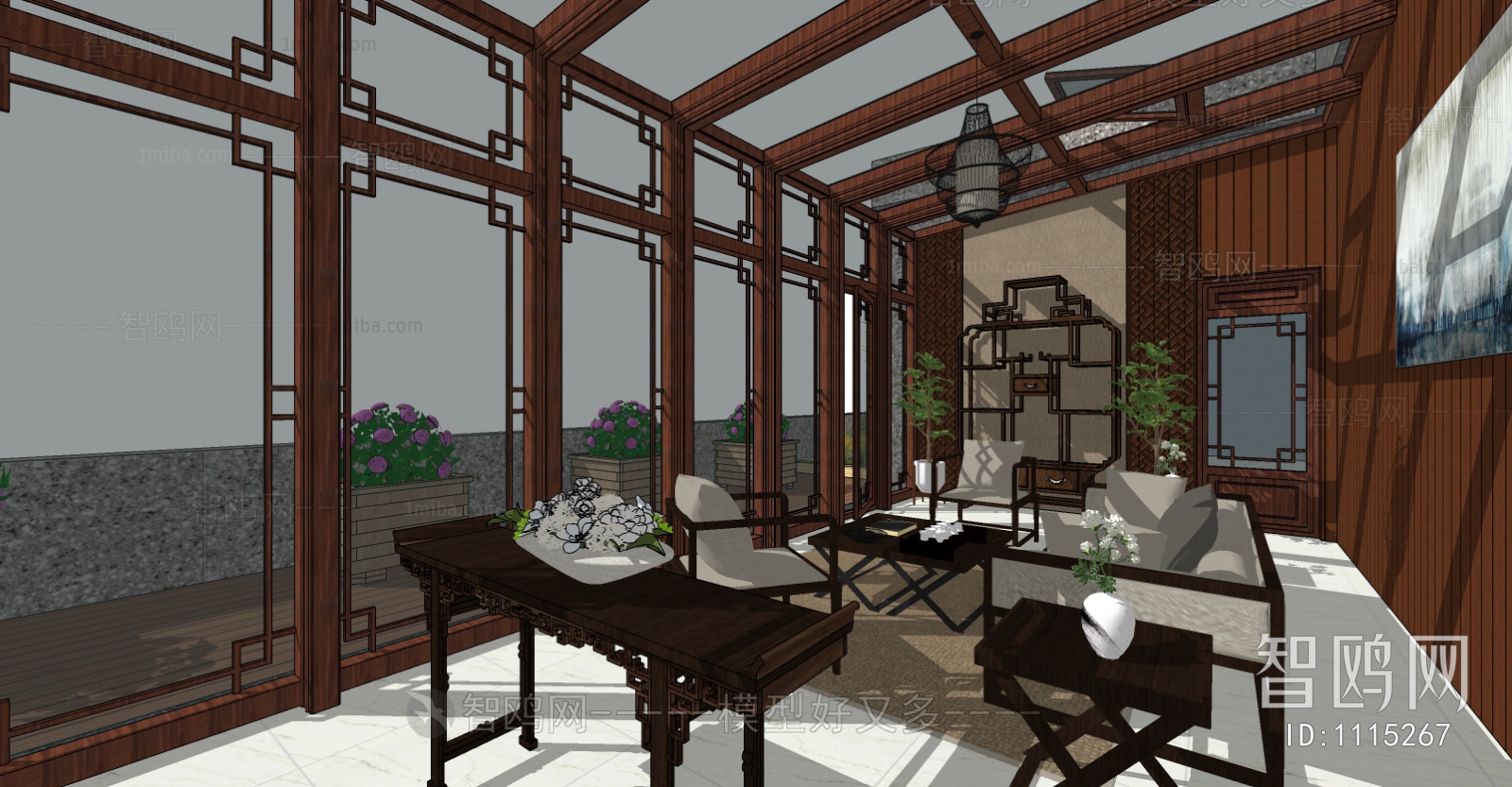 Chinese Style Glass Sun Room