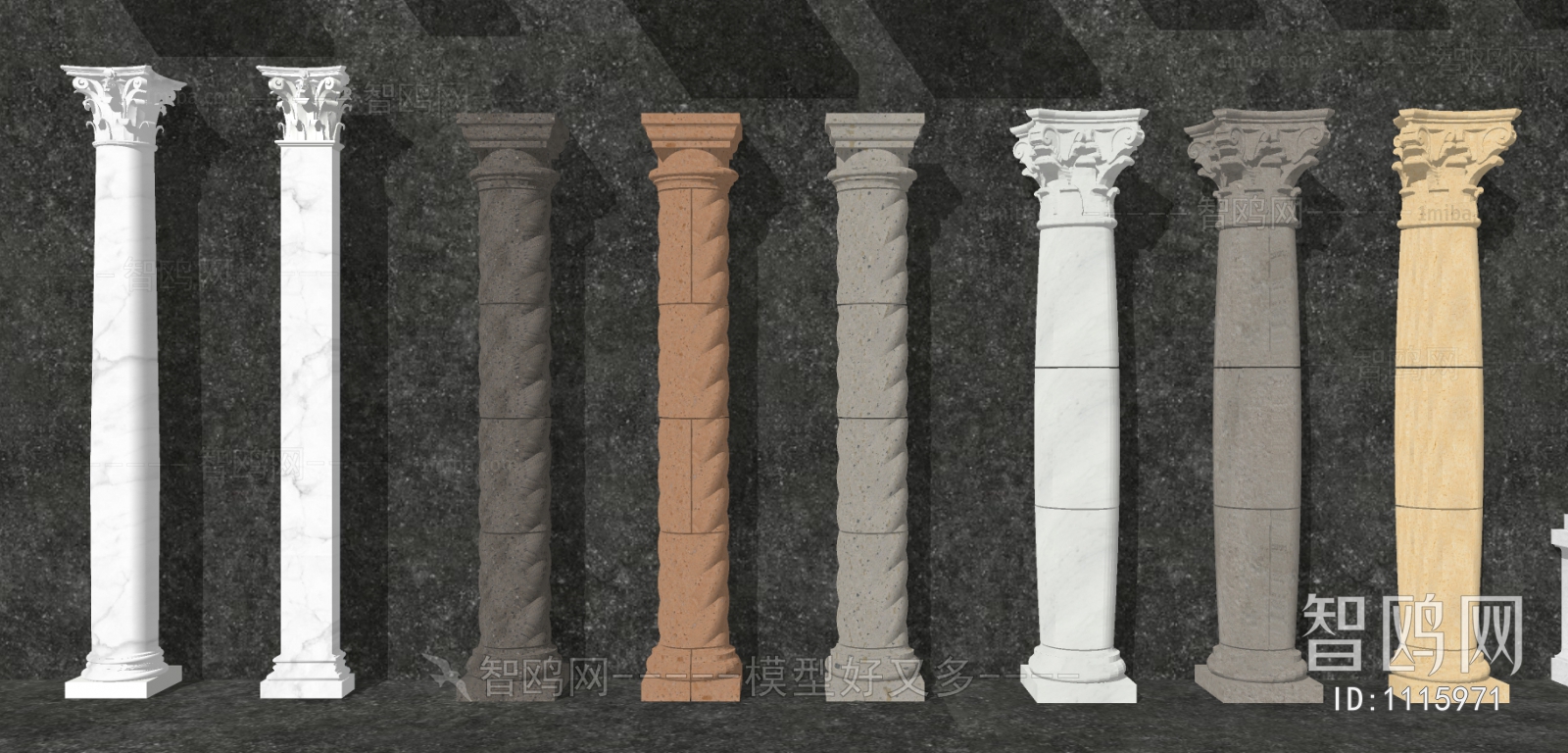 欧式罗马柱石膏柱子组合