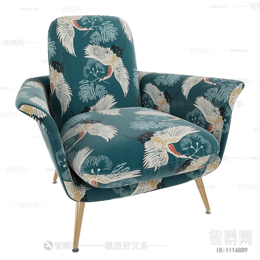 Modern New Chinese Style Single Sofa