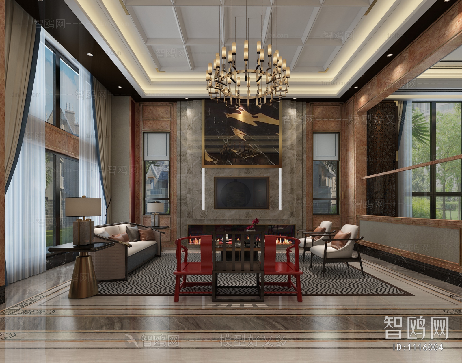 New Chinese Style A Living Room