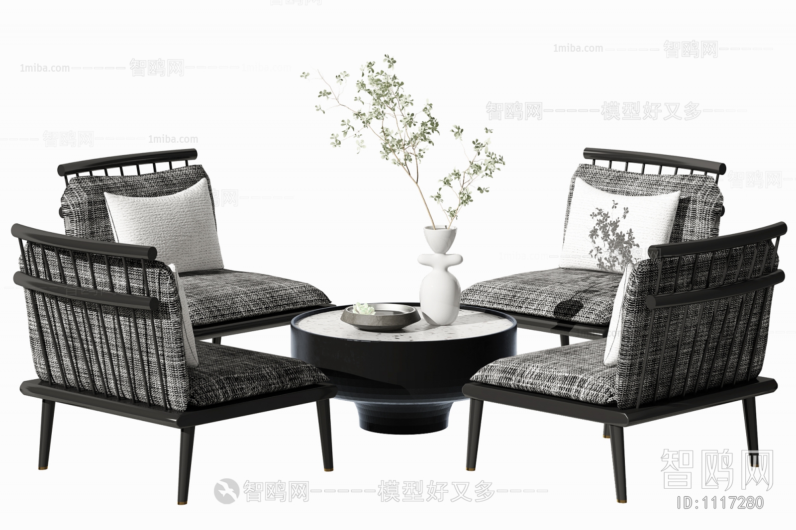 新中式休闲休闲桌椅组合