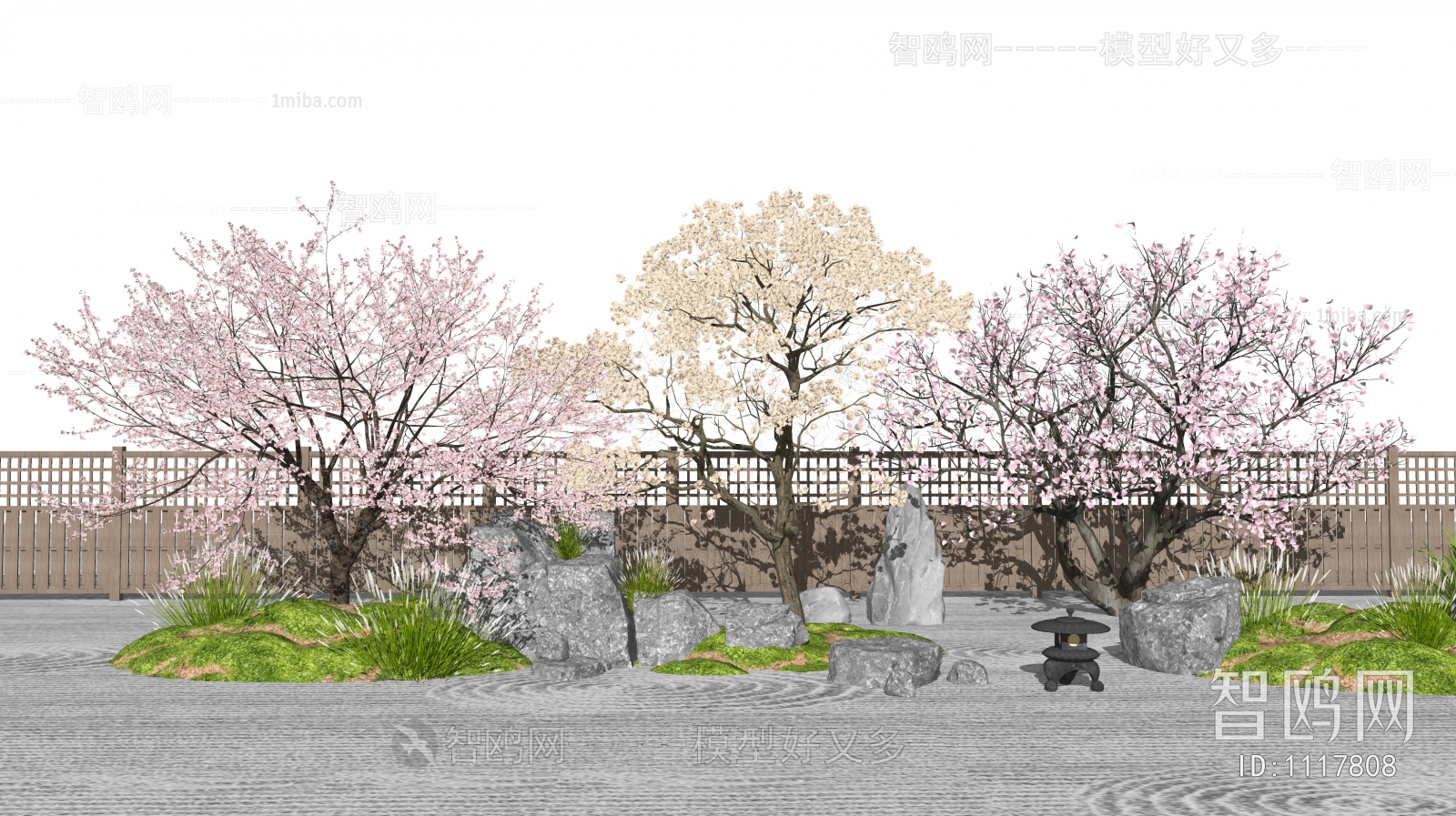 日式景观树 樱花树 枯山石庭院景观