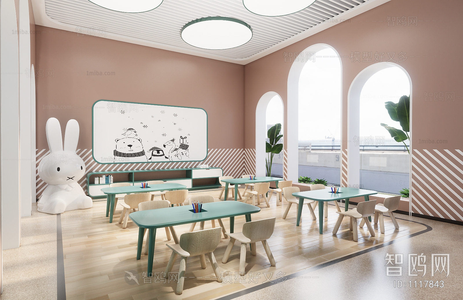 现代儿童幼儿园教室