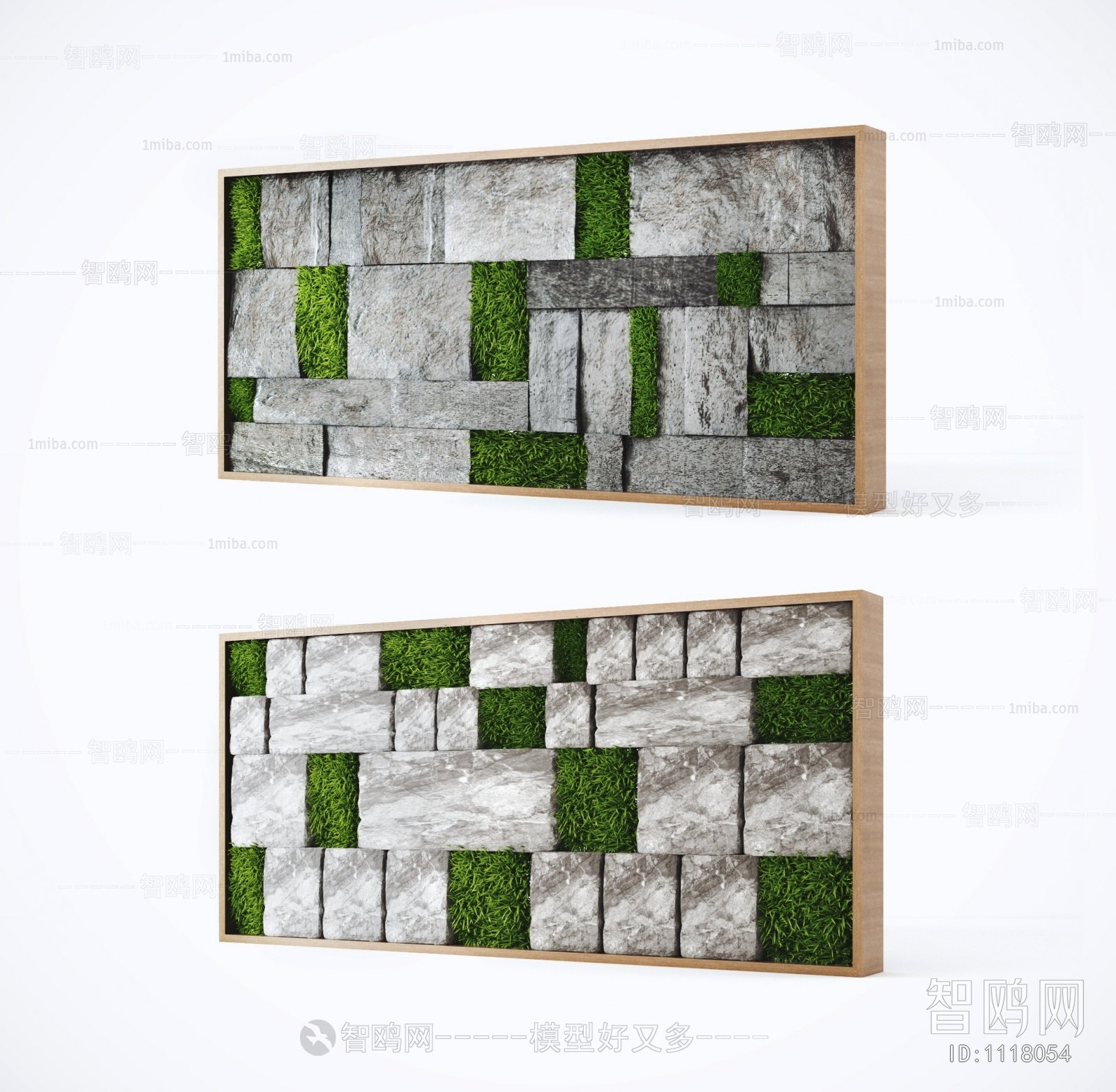 现代岩石植物墙形象墙