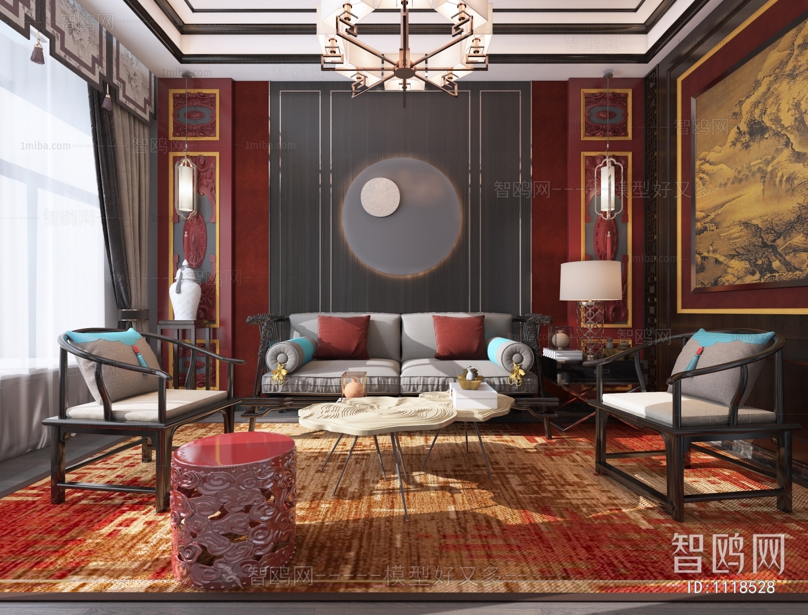 New Chinese Style A Living Room