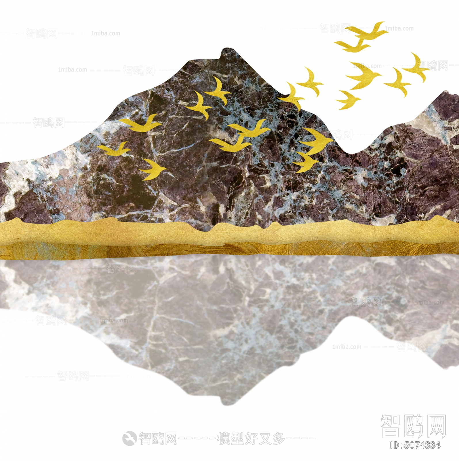 轻奢抽象金色山水装饰画