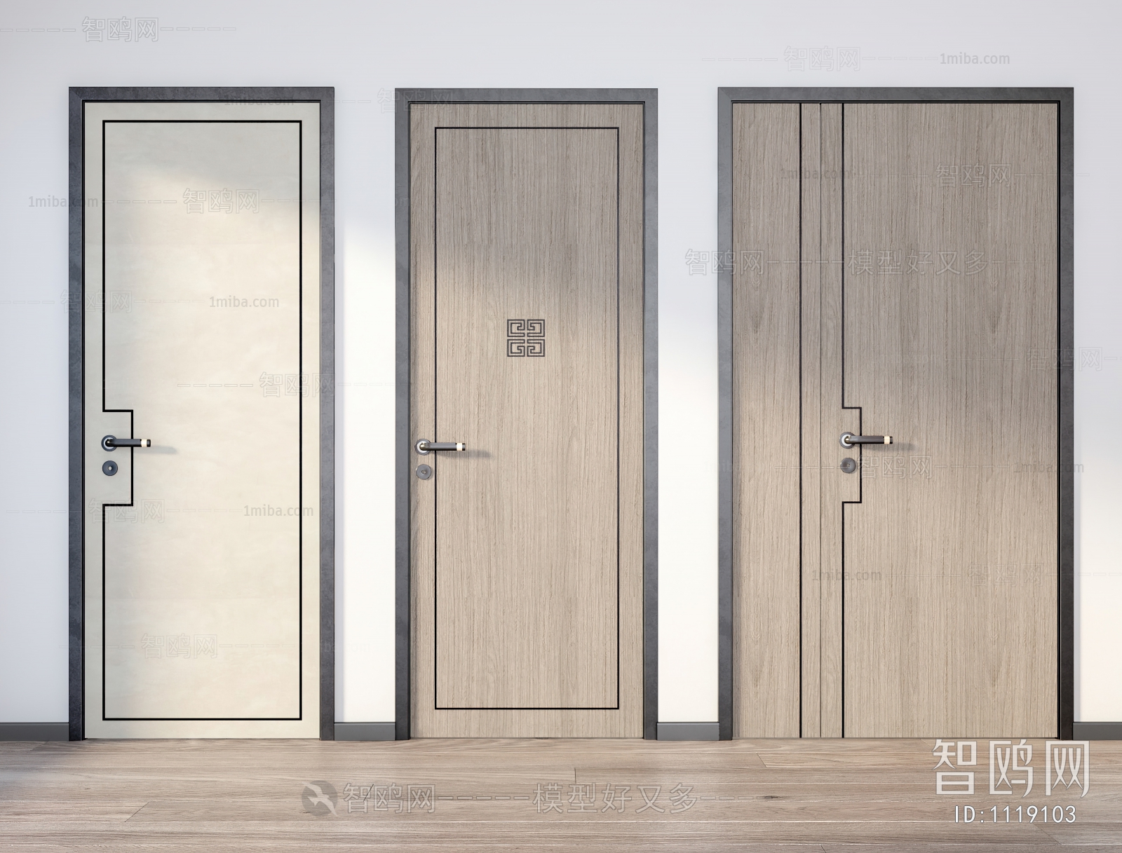 New Chinese Style Unequal Double Door