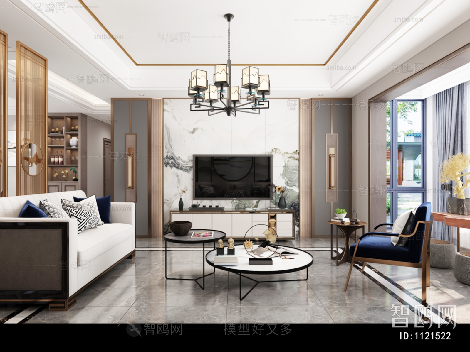 New Chinese Style A Living Room