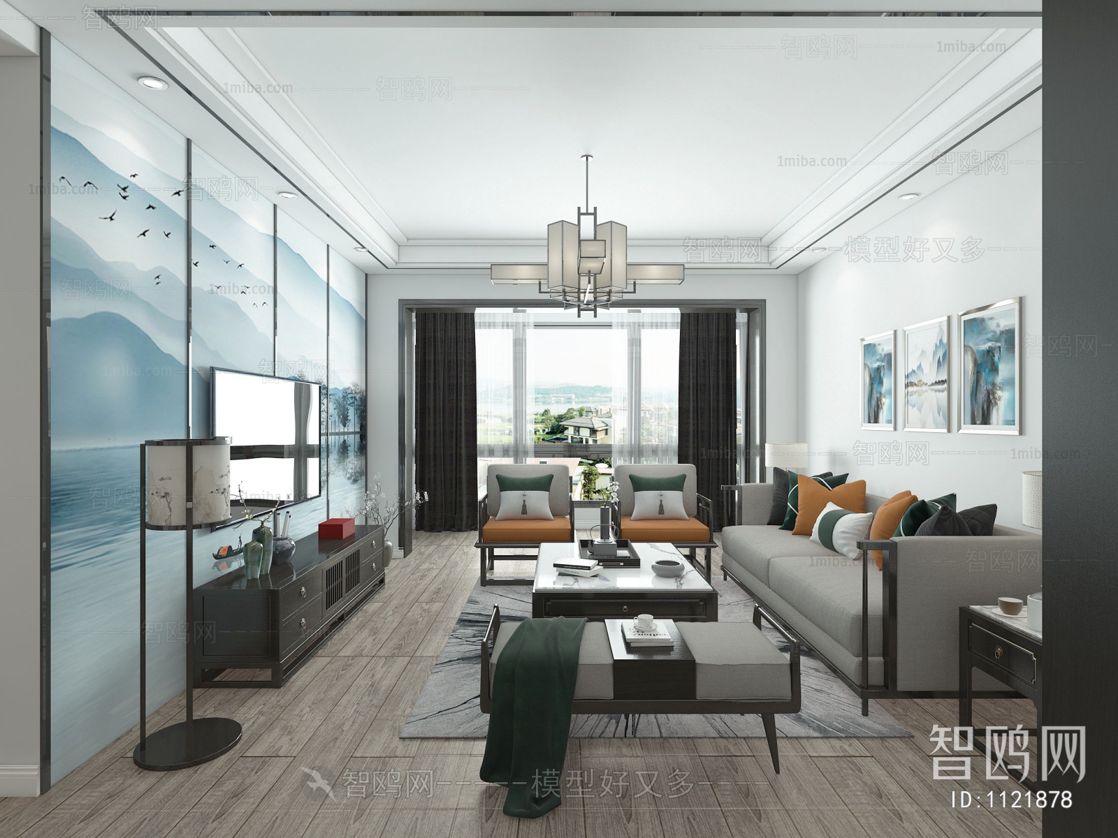 New Chinese Style A Living Room