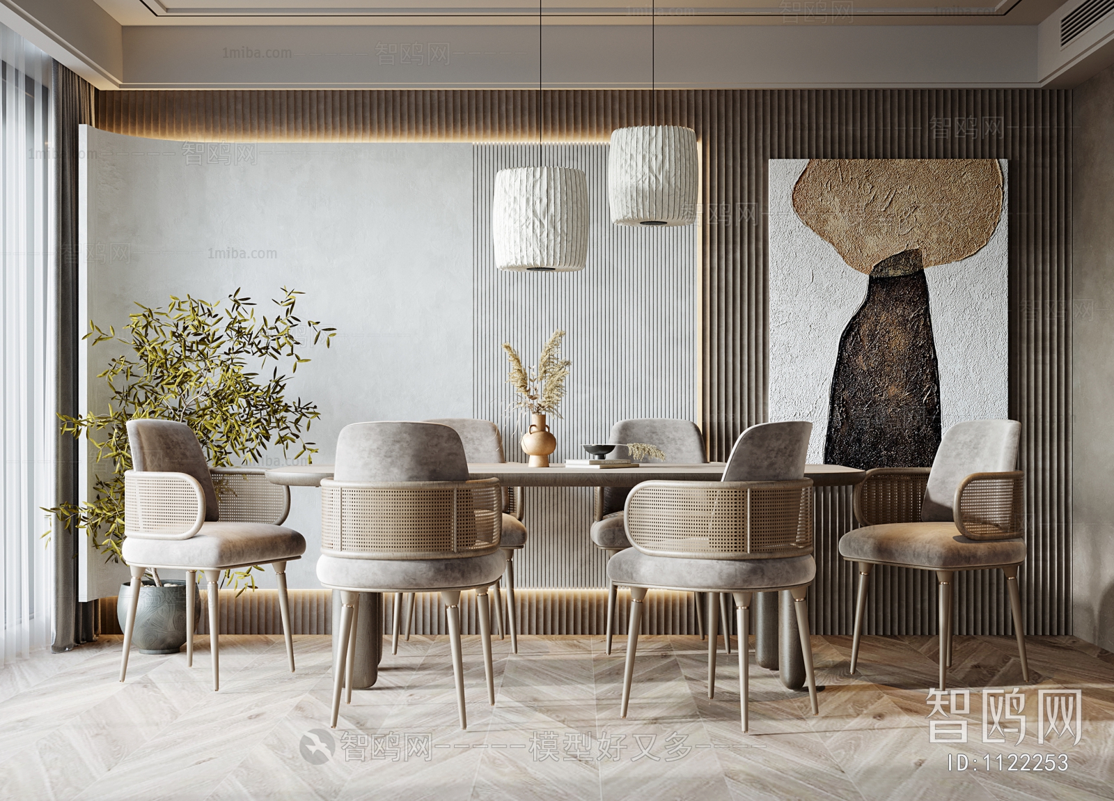 Nordic Style Wabi-sabi Style Dining Room