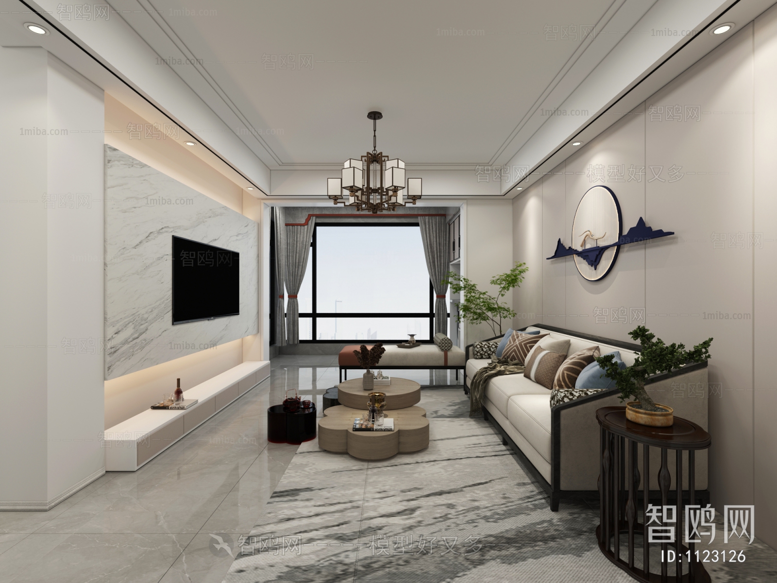 New Chinese Style A Living Room