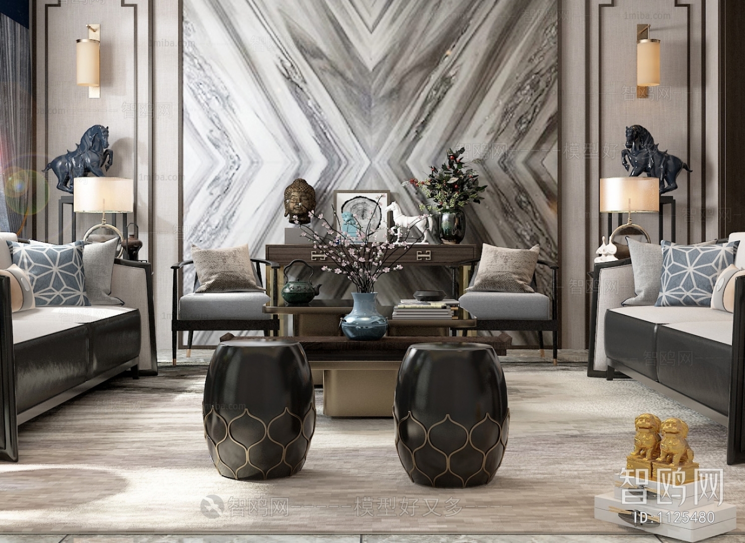 New Chinese Style A Living Room